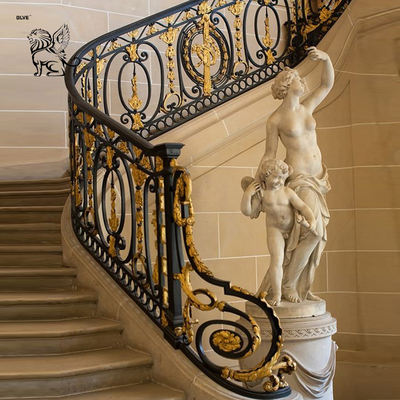 Iron Stair Handrail Baluster Metal Outdoor Balcony Railing Designs Luxury Home Decor Villa French Decorative