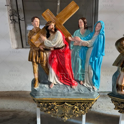 Bronze Jesus Statues 14 Station Sculpture Resin Fiberglass Catholic Religious Church Christian Custom Size