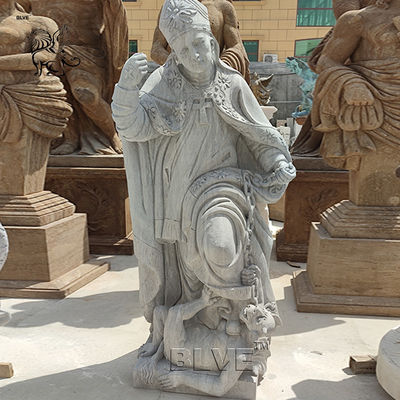 Marble Saint Statue Holding the Bible Natural Stone Granite Religious Saints Sculpture Life Size Antique