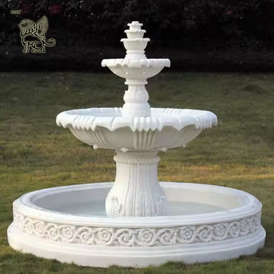 Marble Round Fountains Outdoor Front Yard Water Fountain Lights Home Decoration Garden