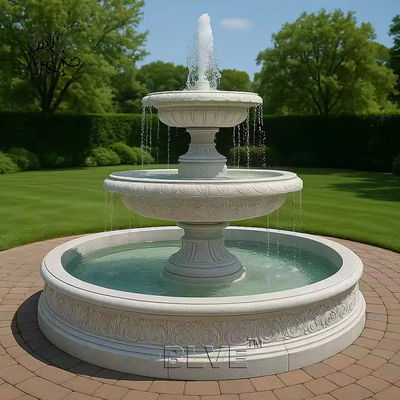 Marble Round Fountains Outdoor Front Yard Water Fountain Lights Home Decoration Garden