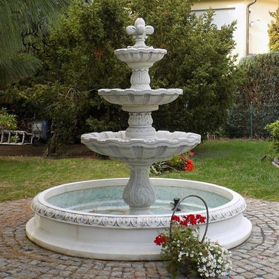 Marble Round Fountains Outdoor Front Yard Water Fountain Lights Home Decoration Garden