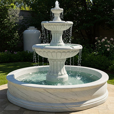 Marble Round Fountains Outdoor Front Yard Water Fountain Lights Home Decoration Garden