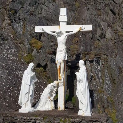 Jesus Statue Monument Marble Cross Sculpture Crucifixion Cemetery Church Catholic Religious Stone Carving