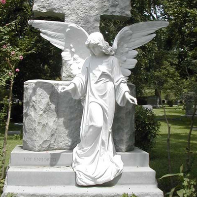 Cemetery Angel Statue Monument Marble Sculpture Cross Tombstone Grave Yard Stone Custom