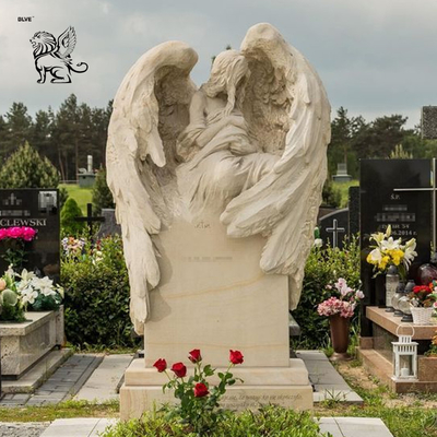 Cemetery Angel Statue Monument Marble Sculpture Cross Tombstone Grave Yard Stone Custom