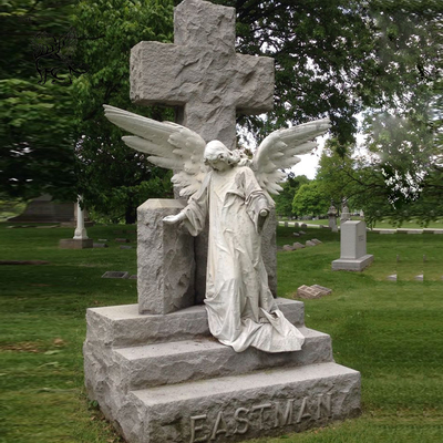 Cemetery Angel Statue Monument Marble Sculpture Cross Tombstone Grave Yard Stone Custom
