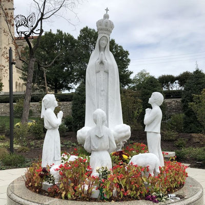 Our Lady of Fatima Statue Marble Virgin Mary Statues Kneeling Praying Life Size Saints Children Church Catholic Religious