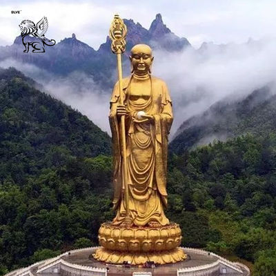 Bronze Ksitigarbha Bodhisattva Sculpture Earth Store Bodhisattva Buddha Statue Life Size Religious Custom