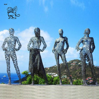 Stainless Steel Giant Statue Abstract Art Women Sculpture Metal Hollow Outdoor Customized