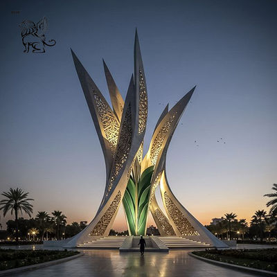 Giant Metal Art Mirror Flower Statues Stainless Steel Garden Huge Outdoor Sculpture Custom Size