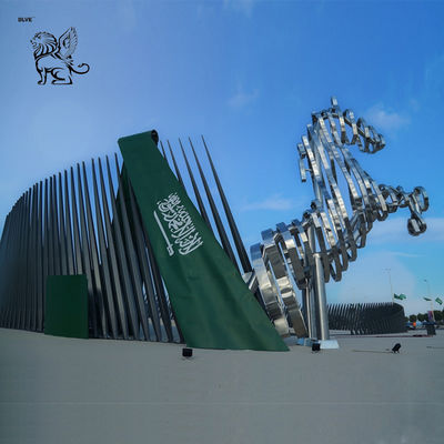Stainless Steel Sculpture Lighting Modern Abstract Art Large Horse Statue Modern Landmark Outdoor Giant Saudi Arabia