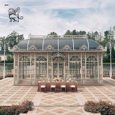 Wrought Iron Wedding Gazebo Glass Sun Room Pavilion Metal Steel Green House Victorian Style Outdoor Classical Custom