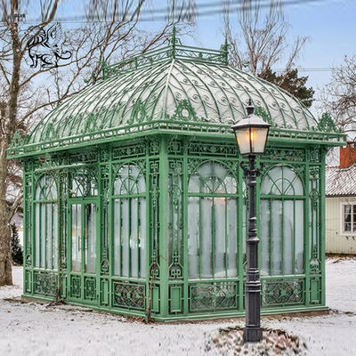 Garden Wedding Decoration Sunroom Outdoor Iron Gazebo Metal Steel Greenhouse Victorian Large 24*6*H5.2m Customized