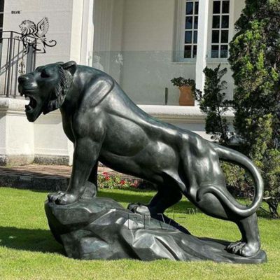 Bronze Tiger Sculpture Casting Copper Animal Statue Metal Crafts Western Life Size Outdoor Garden Decoration