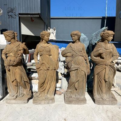 Natural Marble Four Seasons Sculpture Garden Greek Goddess Statue Life Size Hand Carving Outdoor