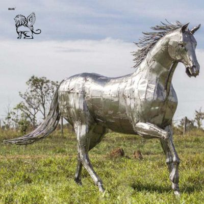 Stainless Steel Horse Wire Sculpture Metal Art Abstract Modern Park Decoration Custom