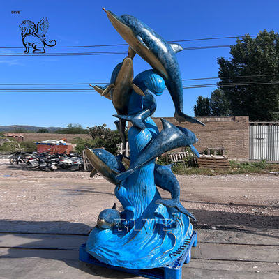 Bronze Garden Dolphin Fountain Metal Animal Large Water Fountains Outdoor Home Decorative Custom Custom