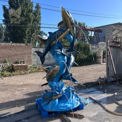 Bronze Garden Dolphin Fountain Metal Animal Large Water Fountains Outdoor Home Decorative Custom Custom