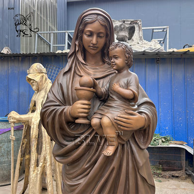 Bronze Mother Mary Statue Christian Statues Religious Virgin Sculpture Life Size Metal Crafts Church Home Decor Handmade