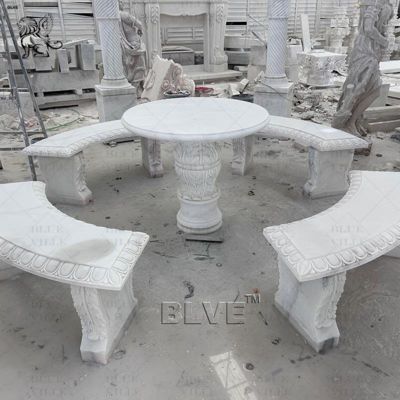 White Marble Gazebo Round Wedding Pavilion Natural Stone Hand Carved Large Outdoor Villa Western Style