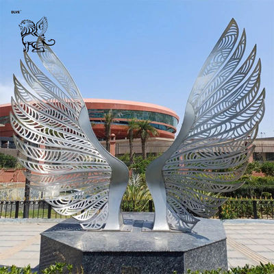 Stainless Steel Angel Wing Sculpture Seaside Large Metal Art Statue Outdoor Custom