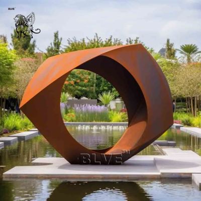 Corten Steel Circular Sculpture Rust Color Ring Statue Metal Large Outdoor Decoration