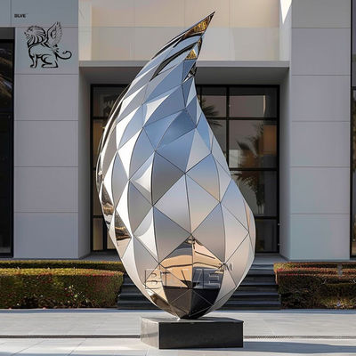 Water-drop Stainless Steel Sculpture Geometric Mirror Polished Metal Large Outdoor Art Decoration