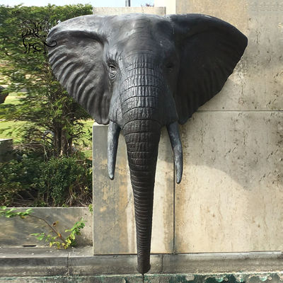 Large Bronze Elephant Head Sculpture Wall Fountain Metal Animal Water Fountains Outdoor Front Yard