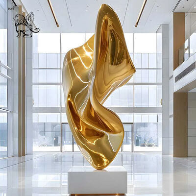Gold Flower Stainless Steel Sculpture Lobby Metal Abstract Art Hotel Villa Statue Decorative Outdoor