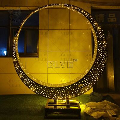 Stainless Steel Round Mirror Statue Large Metal Garden Sculpture Modern Art Circular Outdoor Decoration