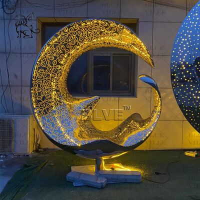 Stainless Steel Round Mirror Statue Large Metal Garden Sculpture Modern Art Circular Outdoor Decoration