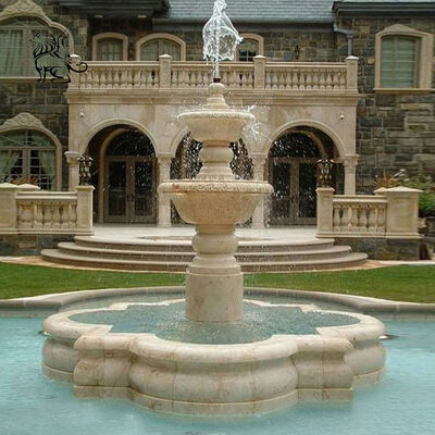 Marble Front Yard Fountain Stone 3 Tier Garden Water Fountains Large Modern Home Decoration
