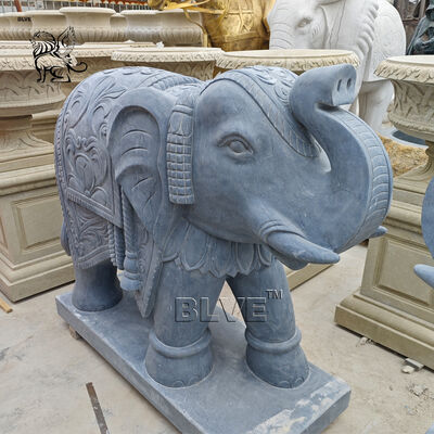 Bluestone Marble Elephant Statues Limestone Life Size Animal Statue Sculpture Decorative Villa Hotel Entrance
