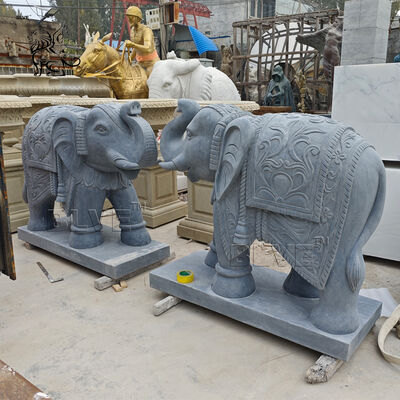 Bluestone Marble Elephant Statues Limestone Life Size Animal Statue Sculpture Decorative Villa Hotel Entrance
