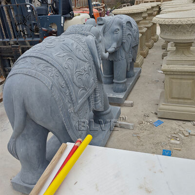 Bluestone Marble Elephant Statues Limestone Life Size Animal Statue Sculpture Decorative Villa Hotel Entrance