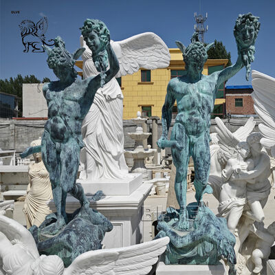 Bronze Perseus Statues with Medusa Head Sculpture Life Size Metal Greek Hero Figure Decorative Outdoor Garden