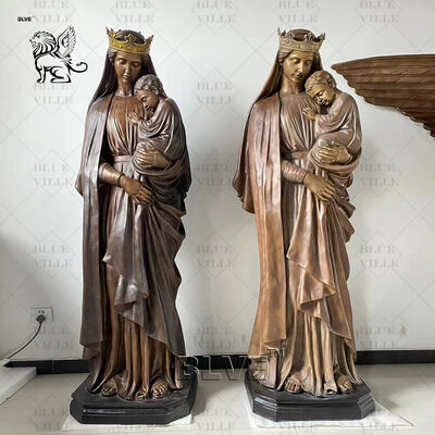 Life Size Garden Church Sitting Mother Mary Baby Jesus Statues Bronze Statue of the Virgin Mary