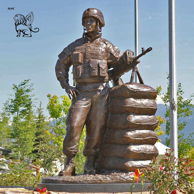 Bronze Warriors Soldier Sculpture Life Size Metal Martyr Memorial Statue Peace Series Customized