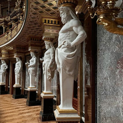 White Marble Man Statue Column Natural Stone Roman Columns Pillar Decorative Classic Building Design Luxury