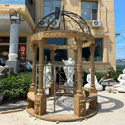 Antique Marble Gazebo Stone Garden Pavilion Iron Dome Outdoor Large Custom
