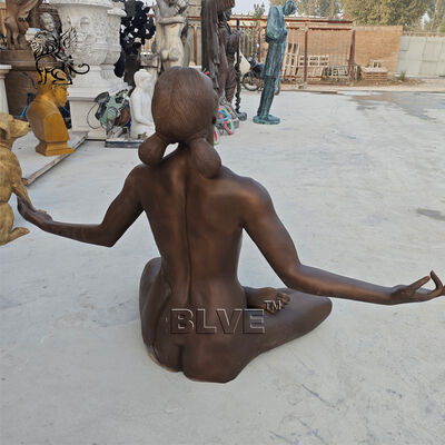 Bronze Yoga Woman Statue Naked Metal Sitting Girl Garden Sculpture Life Size Outdoor Public Art
