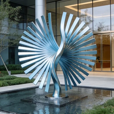 Stainless Steel Sphere Sculpture Fountain Spiral Hollow Ball Metal Garden Statues Abstract Art Large Outdoor