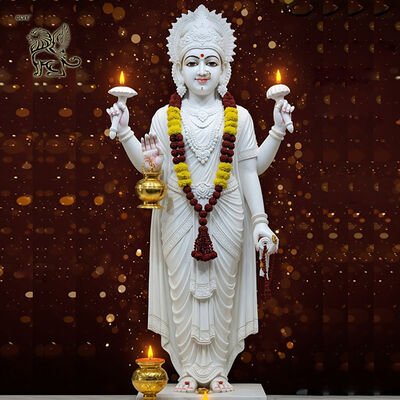 Marble Lakshmi Statue Life Size Hindu God Figure India Religious Goddess Sculpture Home Decoration