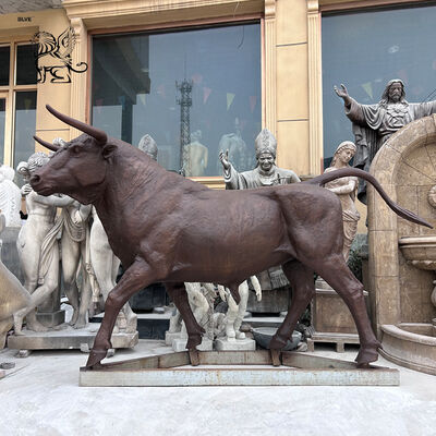 Brass Bronze Bull Sculpture Life Size Cattle Metal Animal Garden Decoration Statue Outdoor Custom
