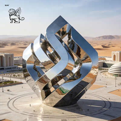 Stainless Steel Landmark Sculpture Mirror Polished Abstract Art Saudi Arabia 2030 World Expo Hotel Project Design Large Outdoor
