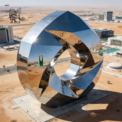 Stainless Steel Landmark Sculpture Mirror Polished Abstract Art Saudi Arabia 2030 World Expo Hotel Project Design Large Outdoor