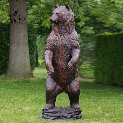 Bronze Bear Sculpture Statue Large Life Size Realistic Metal Animal Public Art Decoration School Central Square