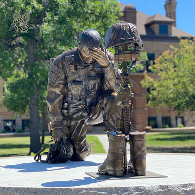 Brass Bronze Life Size Warrior Statue Metal Casting Assault Combatant Sculpture Outdoor Decoration