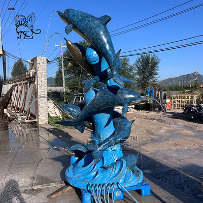 Blue Dolphins Bronze Fountain Metal Bronze Fountain Garden Water Fountains Parks Villa Home Decoration Project Large Outdoor